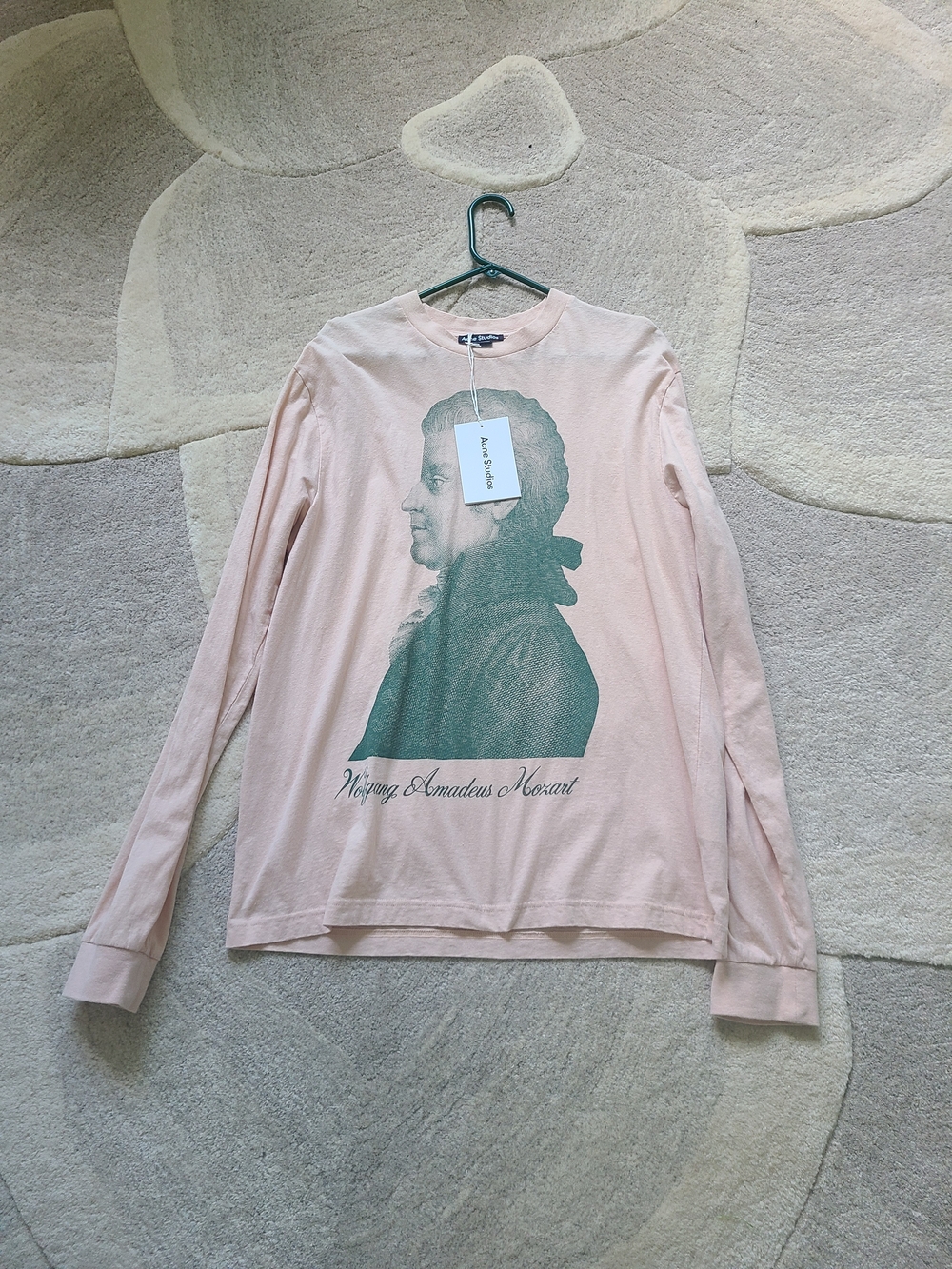 ACNE STUDIOS Mozart Long Sleeve Organic Tshirt in Pink - Men's Medium